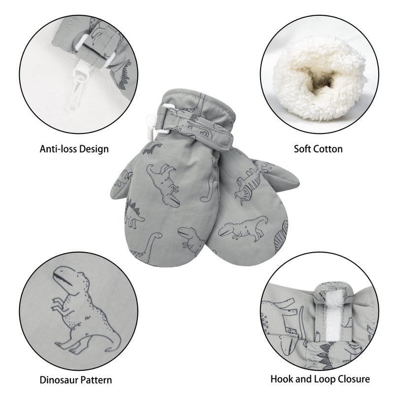 Fynnsure Toddler Mittens Lined Fleece Snow Gloves for Boys Girls Kids Winter Ski Gloves Baby Mittens Gray 4-6 Years - Image 4