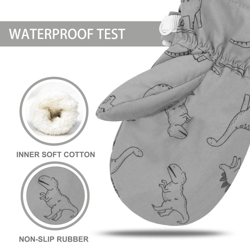 Fynnsure Toddler Mittens Lined Fleece Snow Gloves for Boys Girls Kids Winter Ski Gloves Baby Mittens Gray 4-6 Years - Image 2