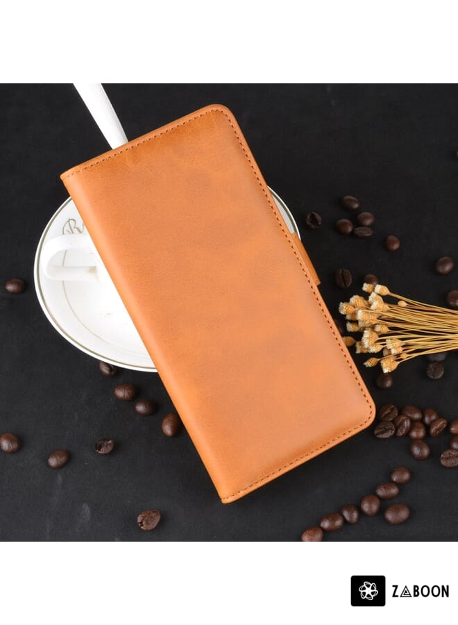 Zaboon Protective Case For Galaxy A10S Double Buckle Crazy Horse Business Mobile Phone Holster with Card Wallet Bracket Function - Image 2