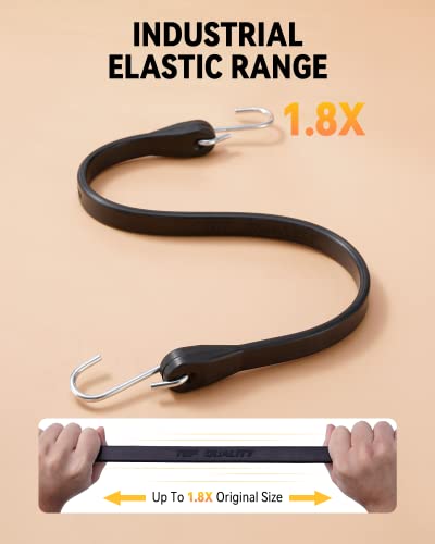 AMAZING STRAPS Rubber Bungee Cords with Hooks, Heavy Duty Bungee Straps, Assorted Sizes with 1.8X Max Stretch & Over 176 lbs Load, Black, 100% EPDM Rubber & S Hooks for Cargo, Tarps, 10", 15", 21", 31" (10 Pack) - Image 5