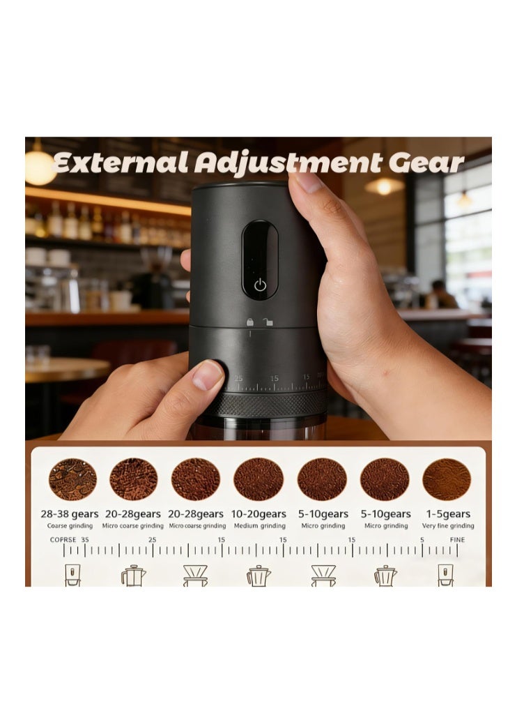 Masroo Portable Electric Burr Coffee Grinder -38 External Grind Settings - 1.7X Faster Grinding-Conical Ceramic Burrs&2000mAh Battery-Espresso Grinder for Travel, Camping, Home,Office - Image 3