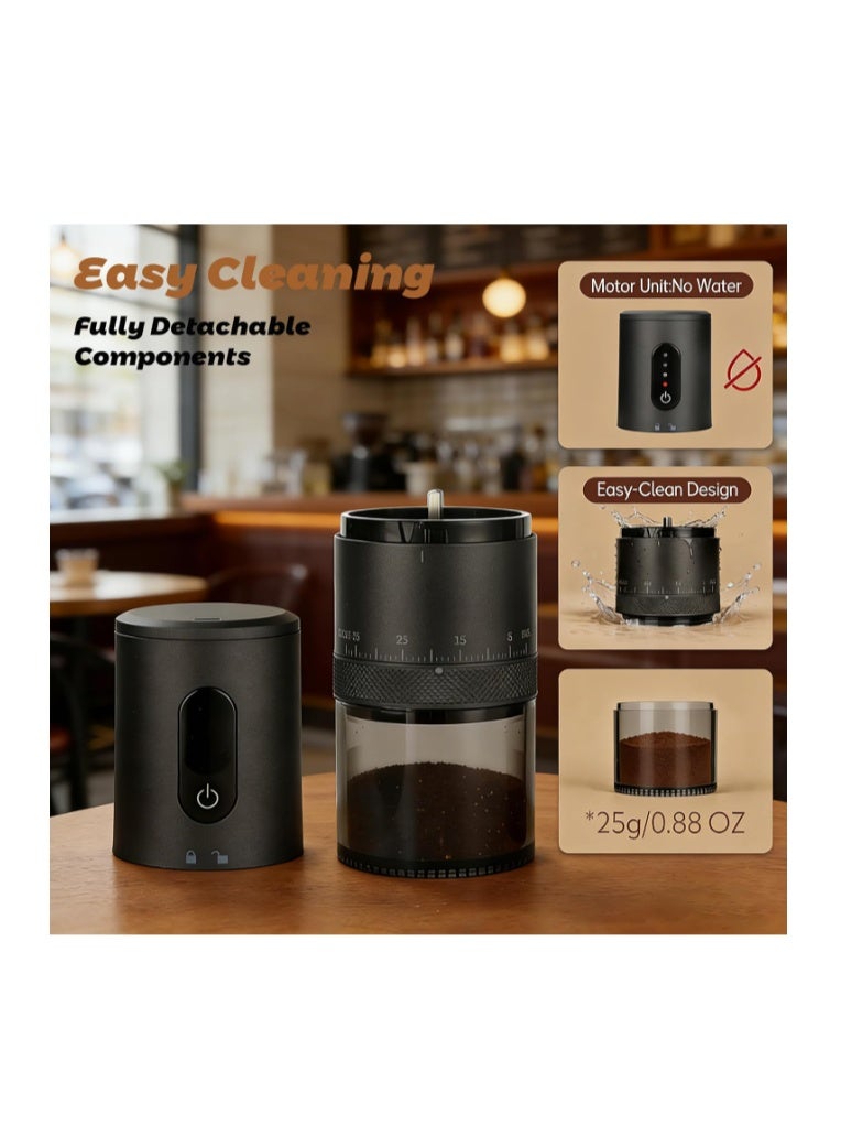 Masroo Portable Electric Burr Coffee Grinder -38 External Grind Settings - 1.7X Faster Grinding-Conical Ceramic Burrs&2000mAh Battery-Espresso Grinder for Travel, Camping, Home,Office - Image 4