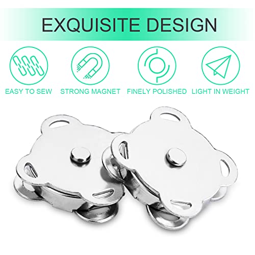 CooBigo Magnetic Snaps Buttons Plum Magnetic Snap Closures for Purses Bags Clothes Handbags Scrapbooking,Magnetic Purse Closure Fasteners,Sewing on Magnetic Snaps for DIY Craft (15mm) (Silver) - Image 5