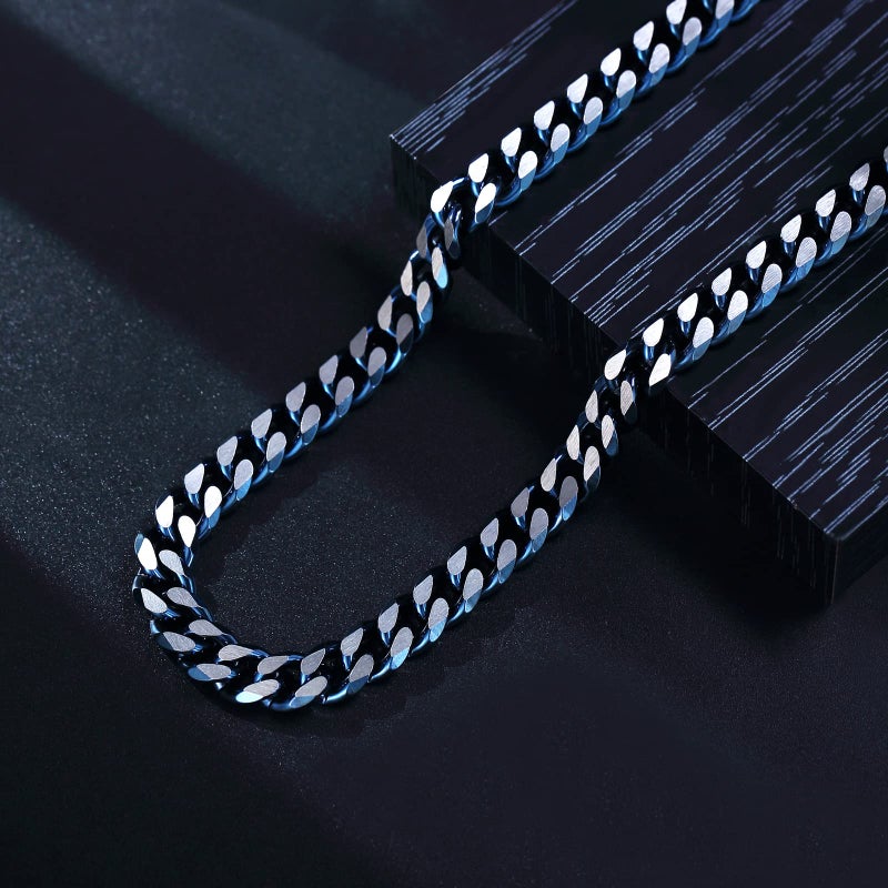 Yami سلسلة كوبية من يامي 10 مم/12 مم للرجال والنساء، مصنوعة من الفولاذ المقاوم للصدأ 316L بلونين أزرق/ذهب 18 قيراط/مطلية بالأسود، طول السلسلة 18"/20"/22"/24"/26" - Image 2