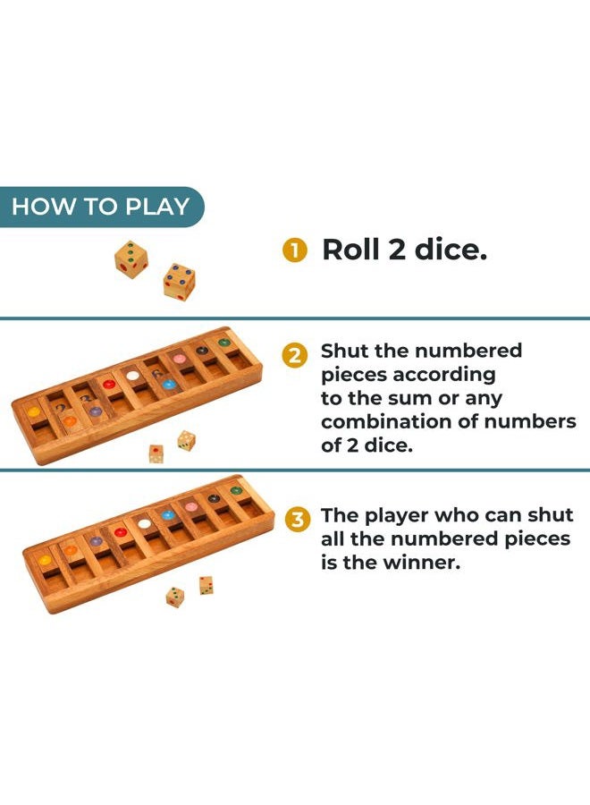 BSIRI Shut the Box Slide Wooden Brain Teaser Puzzles Games - Image 3