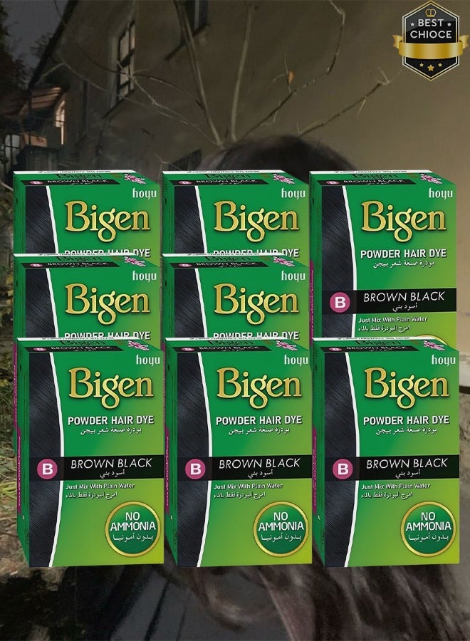 Bigen 8 Pieces Brown Black Mix Hair Dye Powder With Plain Water No Ammonia 6 Grams - Image 1