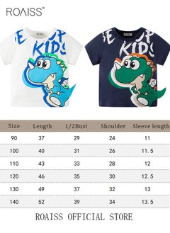 roaiss Toddler Baby Boys Summer T-Shirt,Cotton Casual Sports Boys' Cute Cartoon Dinosaur Shark Crocodile Printed T-Shirt  - Image 2
