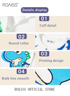 roaiss Toddler Baby Boys Summer T-Shirt,Cotton Casual Sports Boys' Cute Cartoon Dinosaur Shark Crocodile Printed T-Shirt  - Image 5