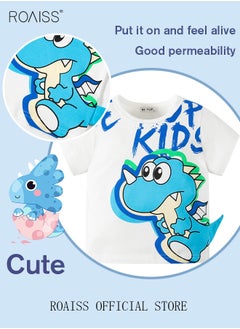 roaiss Toddler Baby Boys Summer T-Shirt,Cotton Casual Sports Boys' Cute Cartoon Dinosaur Shark Crocodile Printed T-Shirt  - Image 3