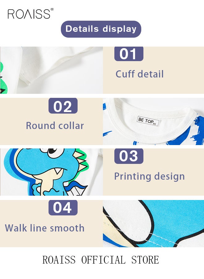 roaiss Toddler Baby Boys Summer T-Shirt,Cotton Casual Sports Boys' Cute Cartoon Dinosaur Shark Crocodile Printed T-Shirt  - Image 5