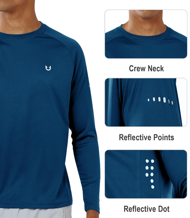 NORTHYARD Men's Sun Protection Shirts UPF 50+ Long Sleeve Swim Rash Guard Shirt Running Workout Athletic Hiking UV Fishing DARKBLUE L - Image 4