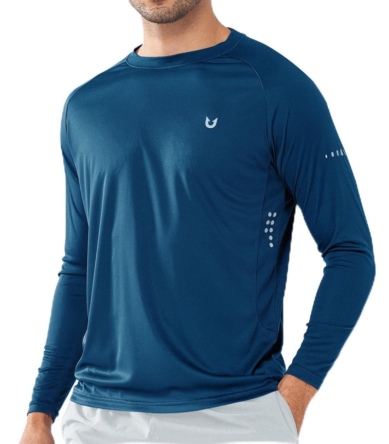 NORTHYARD Men's Sun Protection Shirts UPF 50+ Long Sleeve Swim Rash Guard Shirt Running Workout Athletic Hiking UV Fishing DARKBLUE L - Image 1