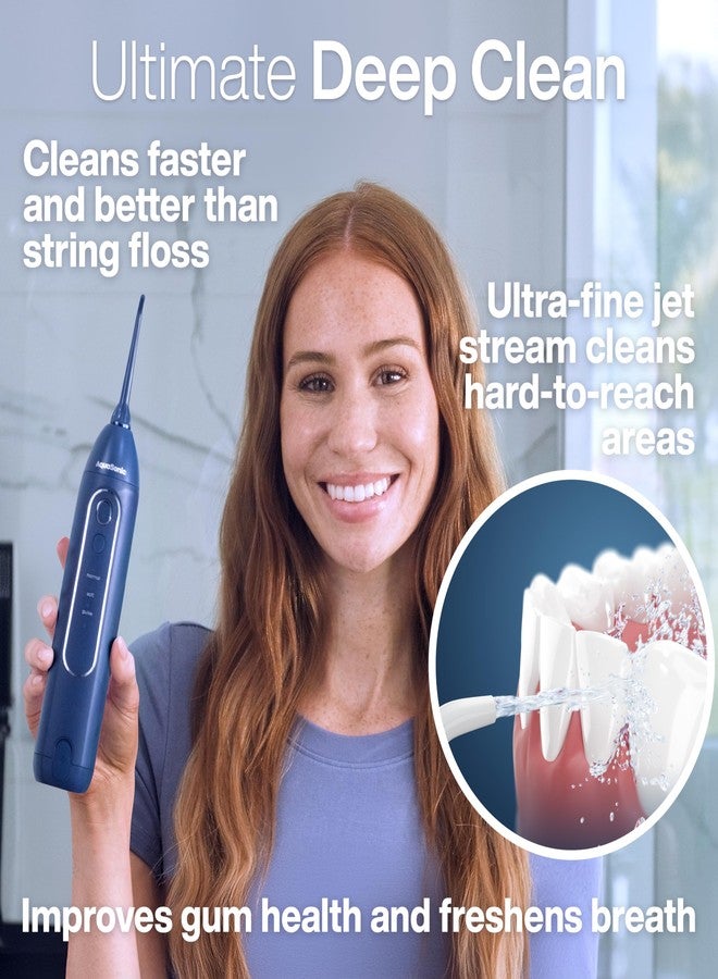 AquaSonic Icon Water Flosser for Teeth - Cordless Rechargeable Oral Irrigator - Waterproof, Portable Dental Cleaning with Jet Tip - Braces Home Travel - Navy - Image 2
