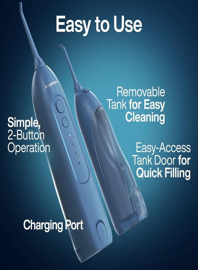 AquaSonic Icon Water Flosser for Teeth - Cordless Rechargeable Oral Irrigator - Waterproof, Portable Dental Cleaning with Jet Tip - Braces Home Travel - Navy - Image 5