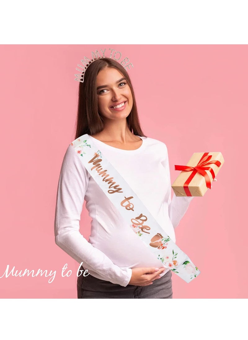 SYOSI - Mummy to Be Sash, with Rhinestone Tiara Crown Headband Mum to Be for Baby Shower Party Decoration Party Gifts Accessories Decor Favour Party Supplies - Image 1