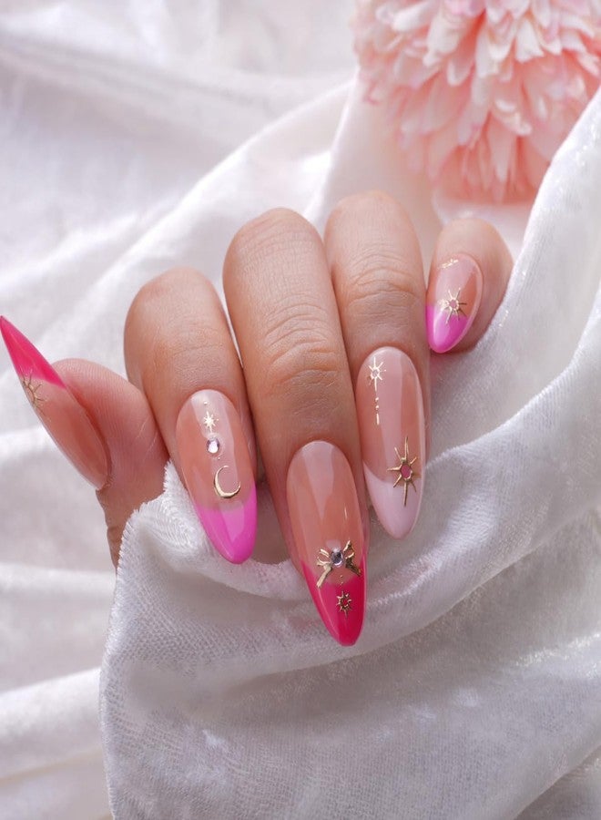 Pretty Diva PrettyDiva 5D Embossed Love Heart Moon Star Nails Art Stickers for Valentine's Day, Gold Self-Adhesive Pink Love Heart Nails Decals Sticker with Rhinestone Nail Art Decoration - Image 5