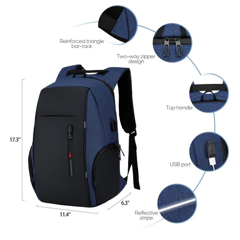 Men's Business Laptop Backpack 15.6 Inch Water-Repellent Oxford USB Charging - Anti-Theft Large Capacity for Business Travel - Image 3