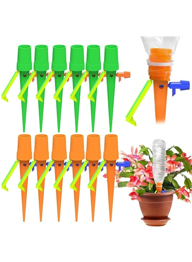 12 Pack Plant Self Watering Devices Spikes with Anti Tilt Bracket and Valve Control Switch Slow Drip Irrigation System - Image 1