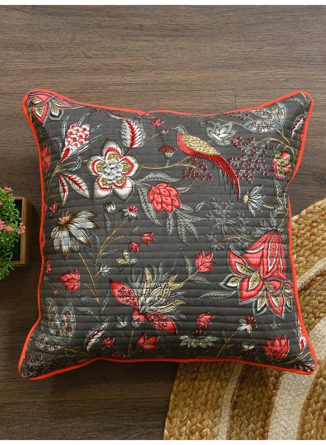 Clasiko Clasiko Cotton 300 TC Cushion Covers Set of 2; 16X16 Inches; Pink Flowers - Image 4