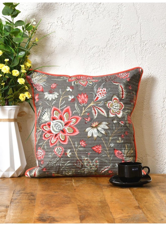 Clasiko Clasiko Cotton 300 TC Cushion Covers Set of 2; 16X16 Inches; Pink Flowers - Image 3
