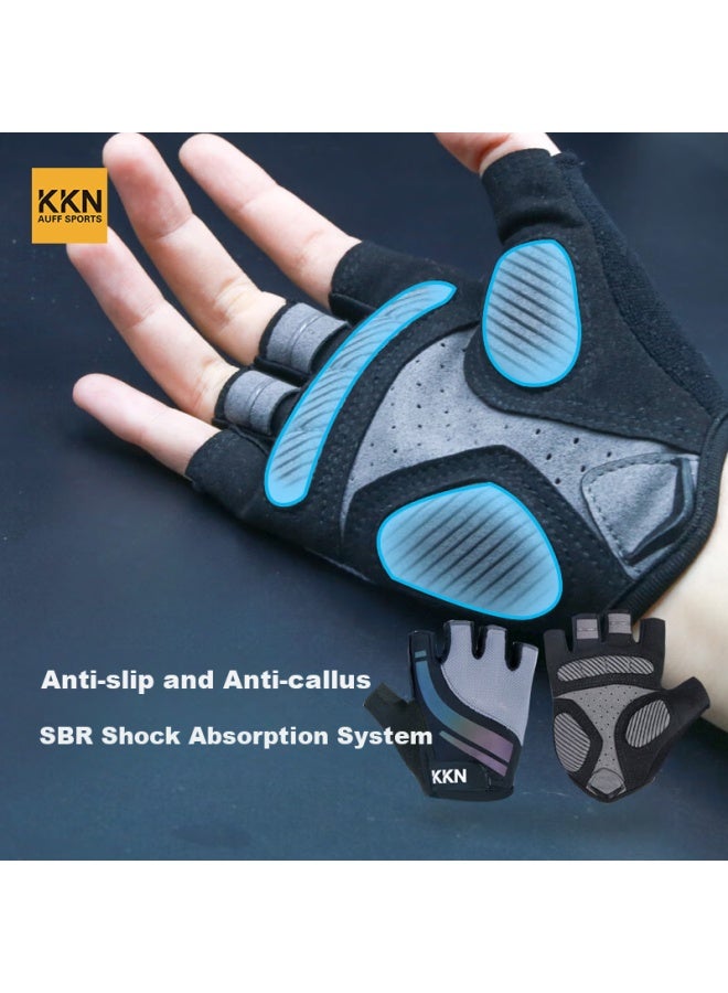 Kkn Kids Sports Half-finger Shock-absorbing Non-slip Gloves M Size Black Gray Racing Edition - Image 2
