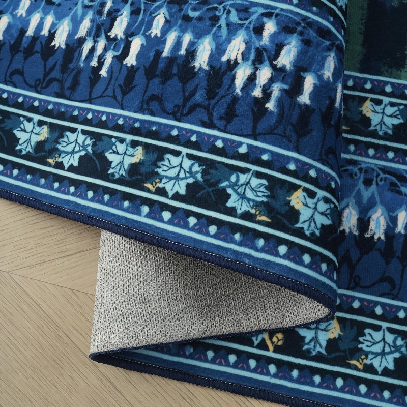 Rugcomf 2x6 Runner Rug Impressionist-Style Vintage Kitchen Rugs Non Slip Washable Soft Carpet Runner for Kitchen Laundry Bedroom Bathroom, Blue - Image 5