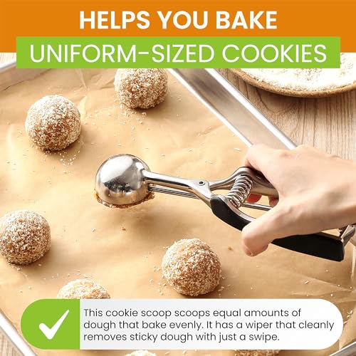 Spring Chef Medium #40 Stainless Steel Cookie Scoop for Baking - Multifunctional Cookie Dough Scoop with Trigger Release, 1.7 Tablespoon Food Scooper for Kitchen - Dishwasher Safe Melon Baller - Black - Image 5