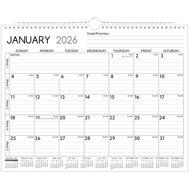 BowCuk 2026-2027 Wall Calendar â€“ 2 Year Calendar 2026-2027, 14.57 x 11.42 In, Jan 2026 - Dec 2027, 2026 Calendar 24 Months, Monthly Calendar 2026, with Ruled Blocks, Thick Paper, Holidays, To-do List ï¼† Notes - Image 1