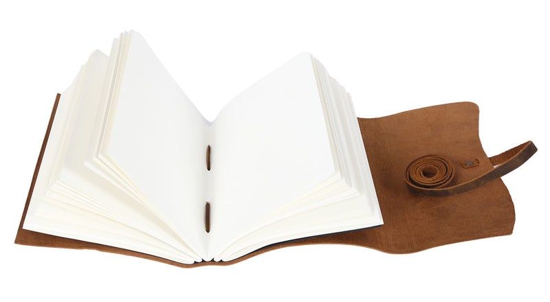 KomalC Handmade Leather Journal | Writing Diary | Bound Daily Notepad For Men & Women Unlined Paper Medium, writing pad gift for artist, sketch - Image 4