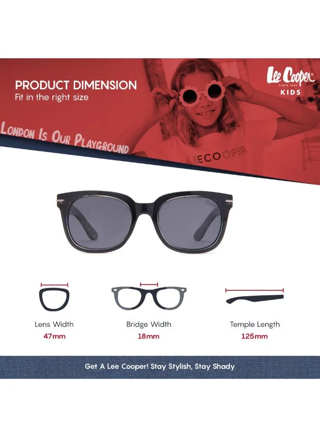 Lee Cooper Polarized Sunglasses Black Frame Grey Mirror Lens 47mm  - LCK116C03