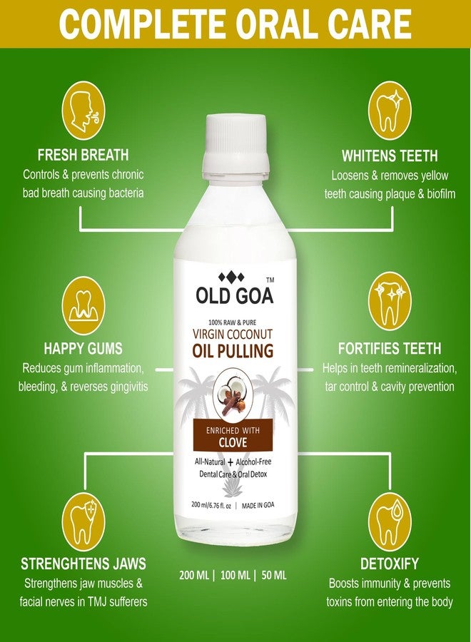 OLDGOA Virgin Coconut Oil Pulling Mouthwash Enriched with Clove | For Healthy Teeth & Gums, Bad Breath, Teeth Whitening, Fresh Breath | Oral & Dental Care | 200 ML - Image 1