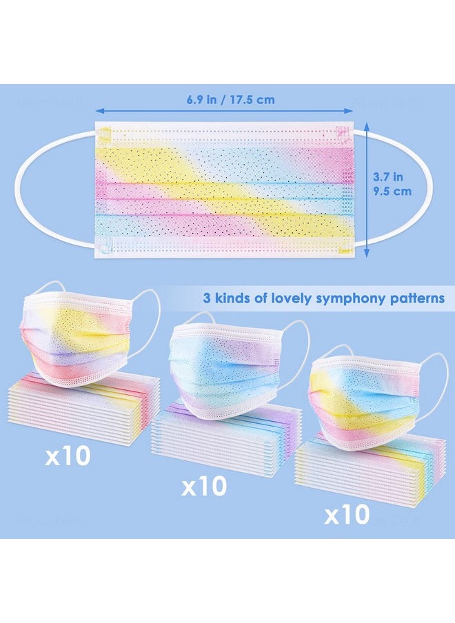 NiHealth Adult Glitter Disposable Fashion Face Masks Tomorotec 30Pcs Mesh Cool Touch Feel Stylish Icy Fabric 4 Layers For Sensitive Skin Wrapped In Breathable Nonwoven Fabric (3 Gradient Colors)  - Image 2