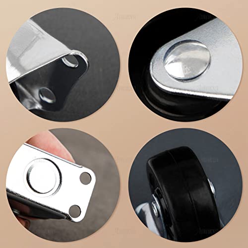 AUEAR, 4 Pack 2 Inch Rubber Caster Wheels Heavy Duty Fixed Black Casters with Rigid Non-Swivel Top Plate for Furniture - Image 3