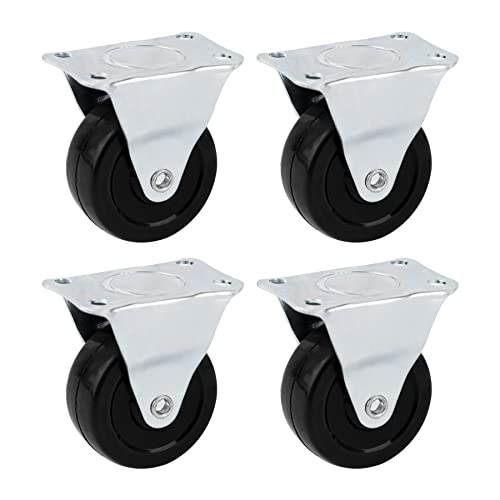 AUEAR, 4 Pack 2 Inch Rubber Caster Wheels Heavy Duty Fixed Black Casters with Rigid Non-Swivel Top Plate for Furniture - Image 1