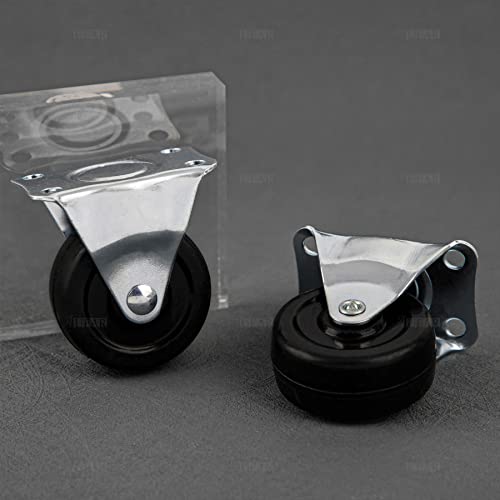 AUEAR, 4 Pack 2 Inch Rubber Caster Wheels Heavy Duty Fixed Black Casters with Rigid Non-Swivel Top Plate for Furniture - Image 5