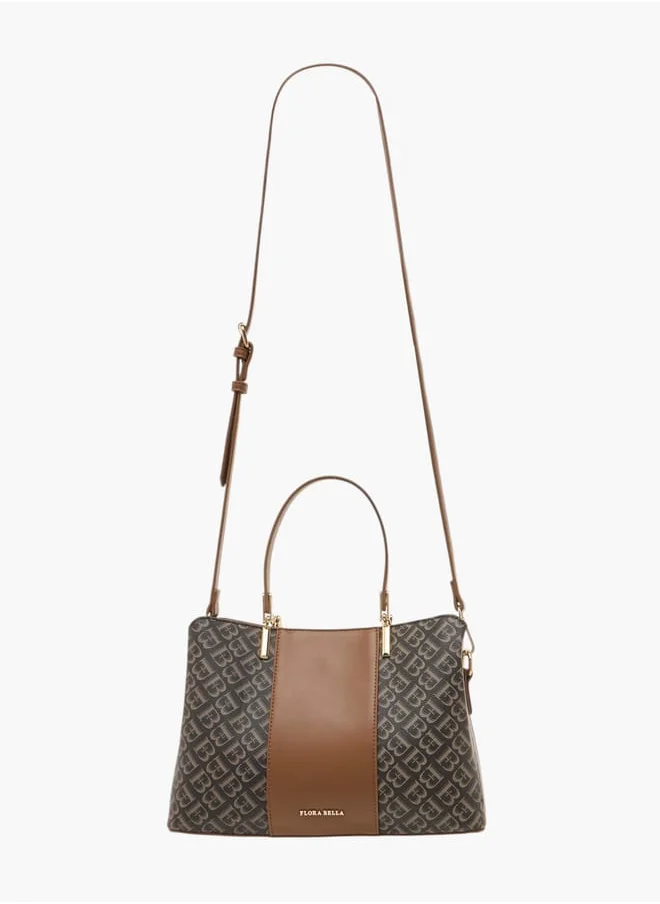 Flora Bella By Shoexpress Womens Monogram Textured Tote Bag With Zip Closure