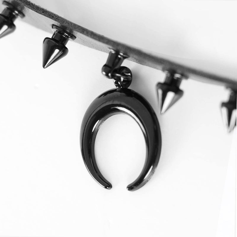 MILAKOO Moon Choker Punk Gothic Style Sun Charms Leather Studded Spikes Womens Necklace Emo Fashion - Image 2