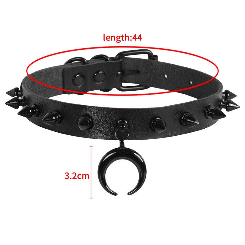 MILAKOO Moon Choker Punk Gothic Style Sun Charms Leather Studded Spikes Womens Necklace Emo Fashion - Image 5
