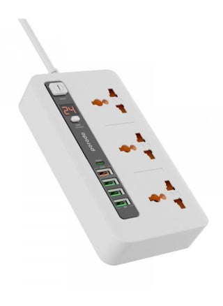 Multi-Port Power HUB with Power Button & Timer, Over-Heat Protection, 4 USB-A, 1 USB-C, 2m Power Cord - White - pzsku/Z07F3E703F731F3332DA0Z/45/1746229159/835b676c-7540-4326-ab31-1ffd47510f39