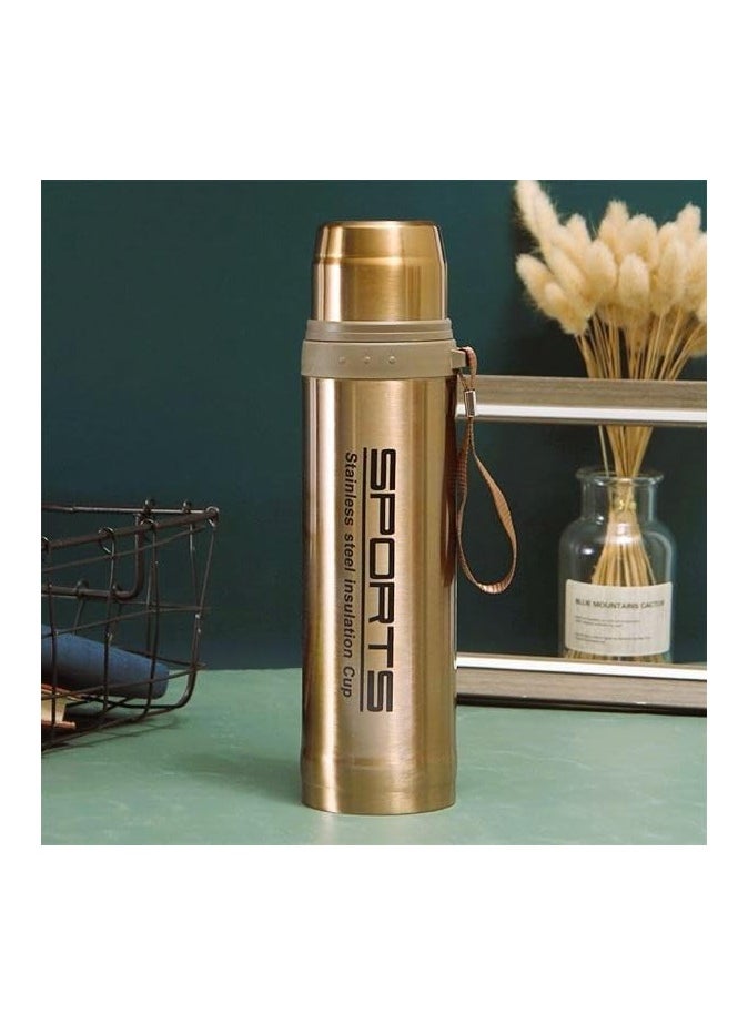 Generic - Stainless Steel Vacuum Insulated Sports Flask Bottle – 750ml Leak-Proof Thermal Water Bottle with Cup Lid & Handle – Hot & Cold Temperature Retention – Ideal for Travel, Office, Gym - Image 1