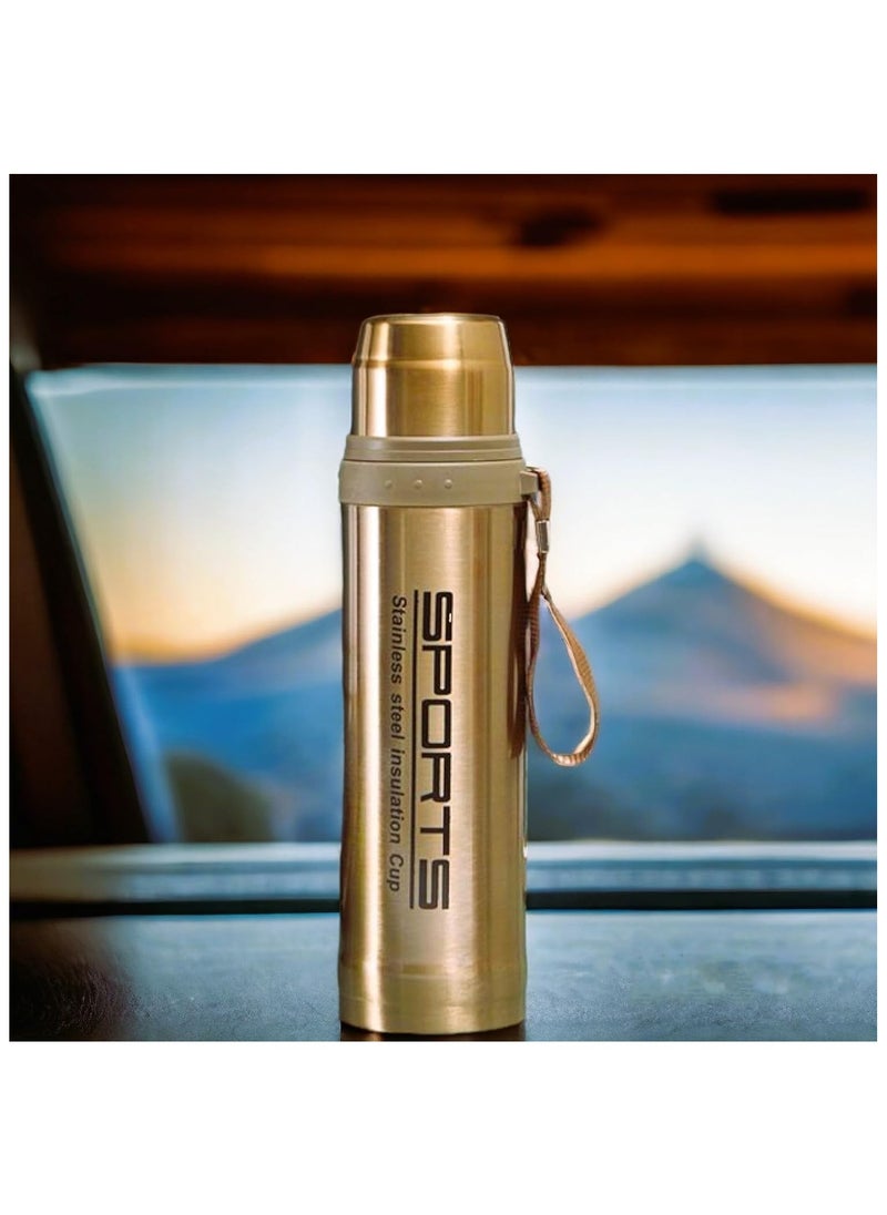 Generic - Stainless Steel Vacuum Insulated Sports Flask Bottle – 750ml Leak-Proof Thermal Water Bottle with Cup Lid & Handle – Hot & Cold Temperature Retention – Ideal for Travel, Office, Gym - Image 1