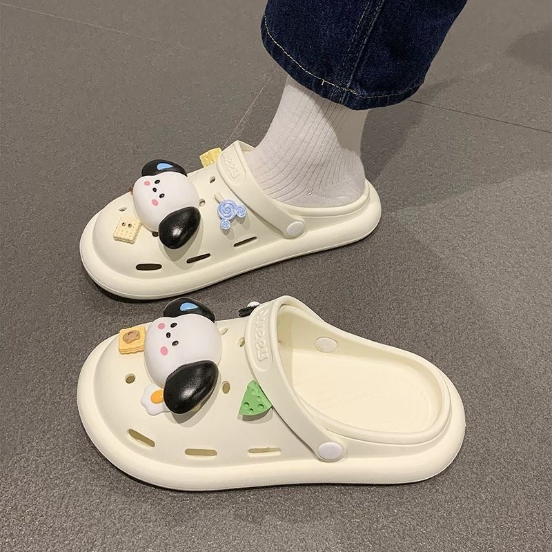 Cartoon Pattern PVC Hole Shoes – Women's Casual Non-Slip Slippers - Image 2