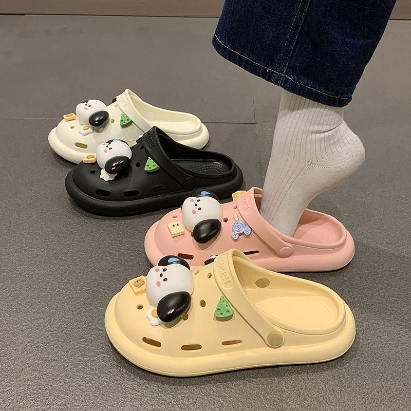 Cartoon Pattern PVC Hole Shoes – Women's Casual Non-Slip Slippers - Image 5