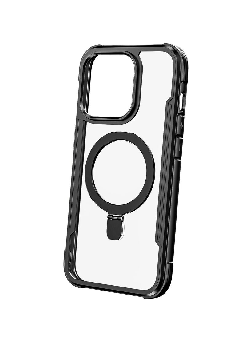 ULHYC - Protective Case And Cover With Metal Kickstand For iPhone 15 Pro Black - Image 1
