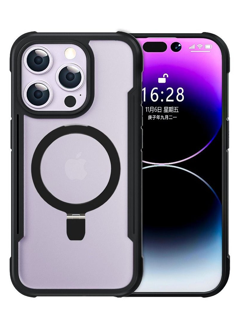 ULHYC - Protective Case And Cover With Metal Kickstand For iPhone 15 Pro Black - Image 1