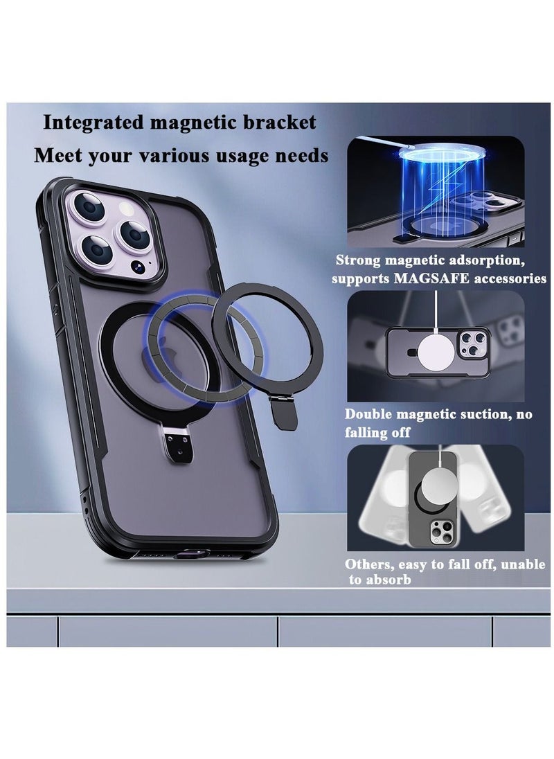 ULHYC - Protective Case And Cover With Metal Kickstand For iPhone 15 Pro Black - Image 1