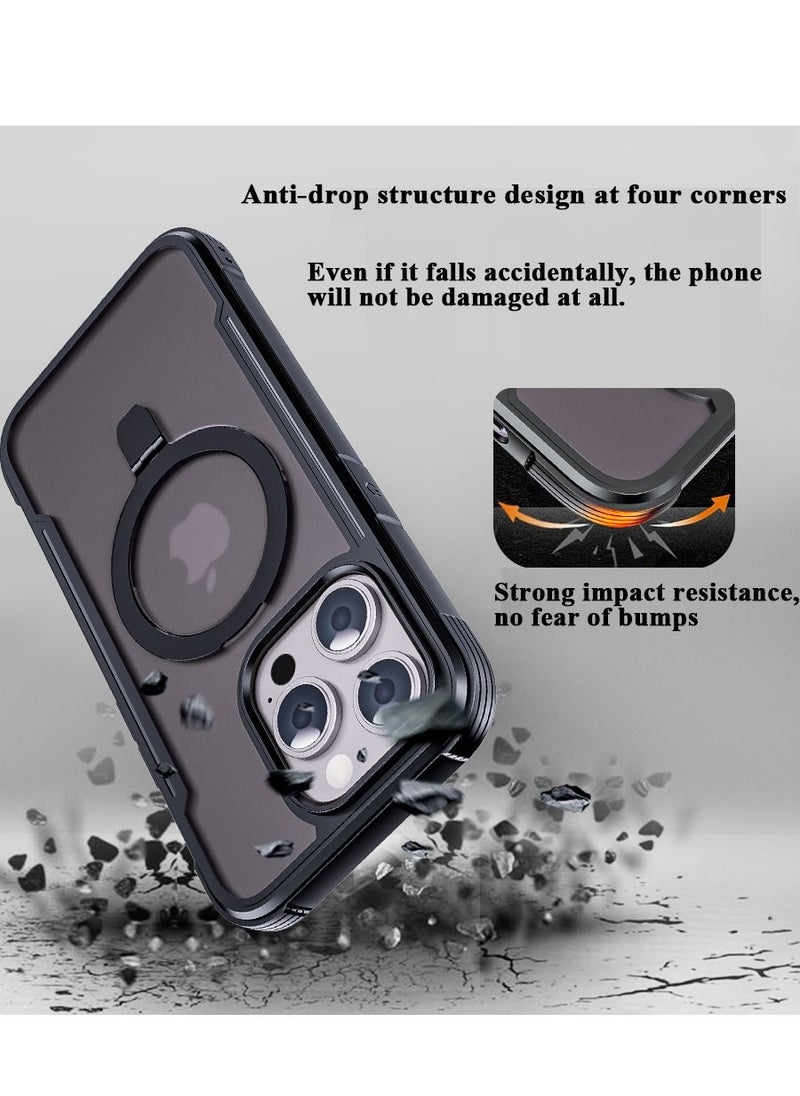 ULHYC - Protective Case And Cover With Metal Kickstand For iPhone 15 Pro Black - Image 1