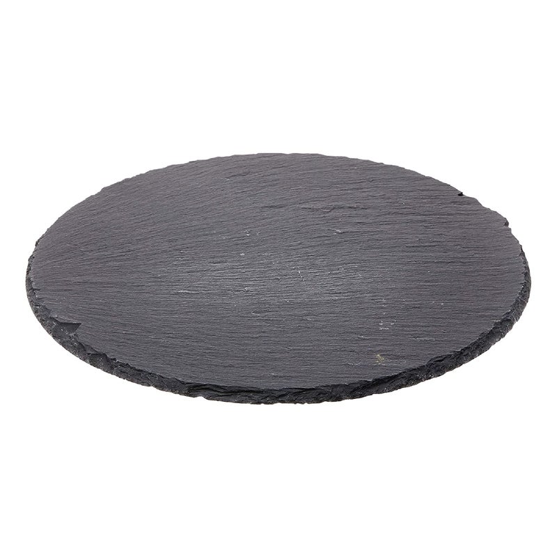 Cilio Slate Round Cheese Board  Natural Stone Tray for Serving Cheese  Charcuterie  Sushi  Appetizers  and More  Black  11"" diameter - Image 1
