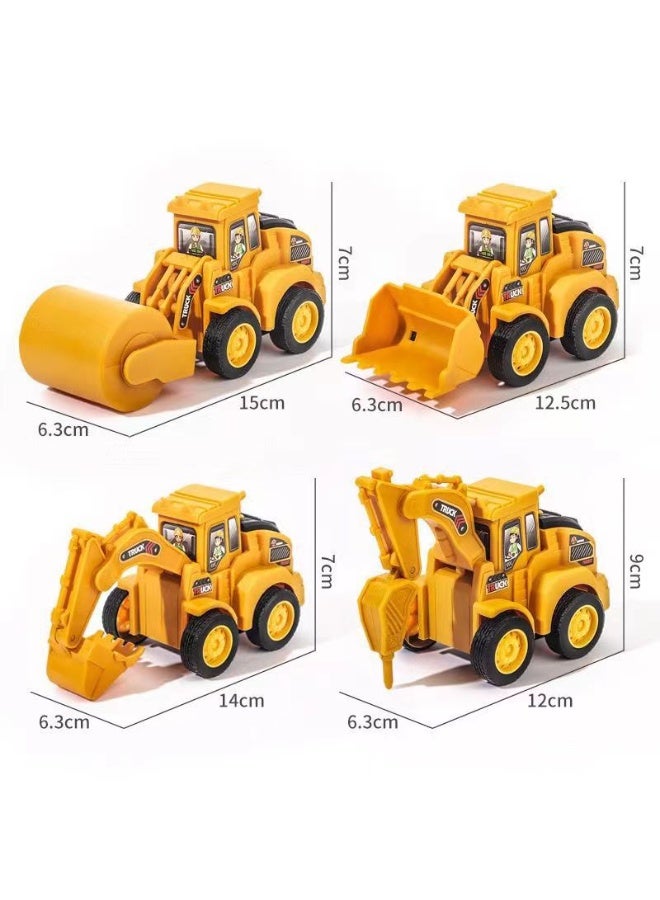 هالامودو 4PCS الصحافة والذهاب البناء المركبات لعبة مجموعة ، أطفال دفع والشرائح الهندسة السيارات مع حفارة الأسطوانة الجرافة الحفر المشترك ، حركة القصور الاحتكاك الطاقة مقاومة الانخفاض ، ألعاب تعليمية الأولاد البنات هدية - Image 1