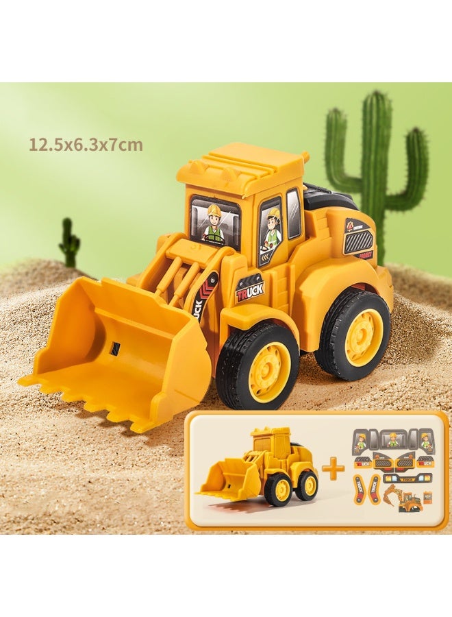 هالامودو 4PCS الصحافة والذهاب البناء المركبات لعبة مجموعة ، أطفال دفع والشرائح الهندسة السيارات مع حفارة الأسطوانة الجرافة الحفر المشترك ، حركة القصور الاحتكاك الطاقة مقاومة الانخفاض ، ألعاب تعليمية الأولاد البنات هدية - Image 3